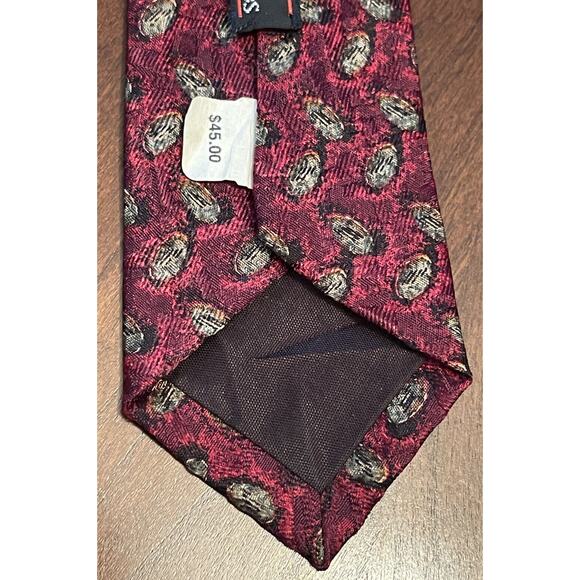 J. Z Richards Red Black Green Hand Made 100% Silk Men’s Neck Tie Made In USA - Picture 7 of 10
